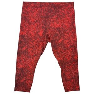 lululemon Wunder Train Crop 23‎ Denim Wash Autumn Red Black Size 20 Leggings